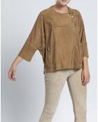 Veste en Velours de Cuir de Chèvre Elisa Vel camel