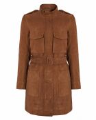 Veste 3/4 en Velours de Cuir de Chèvre Emelime Vel cognac