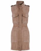 Veste 3/4 en Velours de Cuir de Chèvre Emely Vel sable