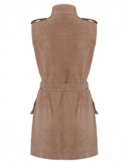 Veste 3/4 en Velours de Cuir de Chèvre Emely Vel sable