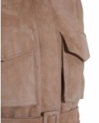Veste 3/4 en Velours de Cuir de Chèvre Emely Vel sable