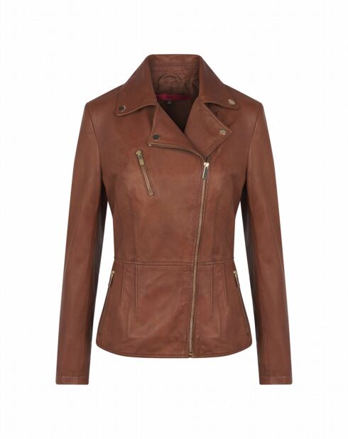 Blouson en Cuir d'Agneau Estrie cognac