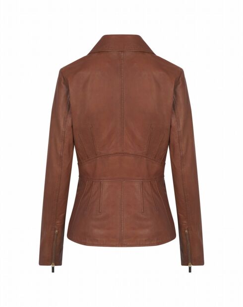 Blouson en Cuir d'Agneau Estrie cognac