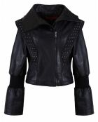 Blouson en Cuir d'Agneau Eyra noir