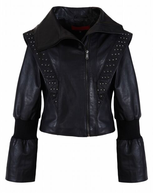 Blouson en Cuir d'Agneau Eyra noir