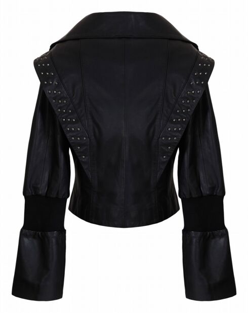 Blouson en Cuir d'Agneau Eyra noir