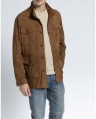 Blouson en Velours de Cuir de Chèvre Fabrice Vel cognac