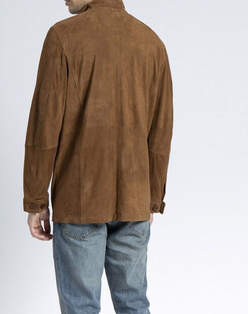 Blouson en Velours de Cuir de Chèvre Fabrice Vel cognac