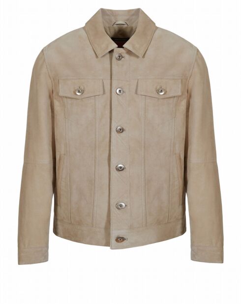 Blouson en Velours de Cuir de Chèvre Flavio Vel beurre