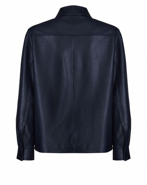 Blouson en Cuir d'Agneau Franky Waxy marine