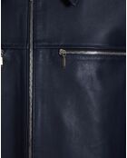 Blouson en Cuir d'Agneau Franky Waxy marine