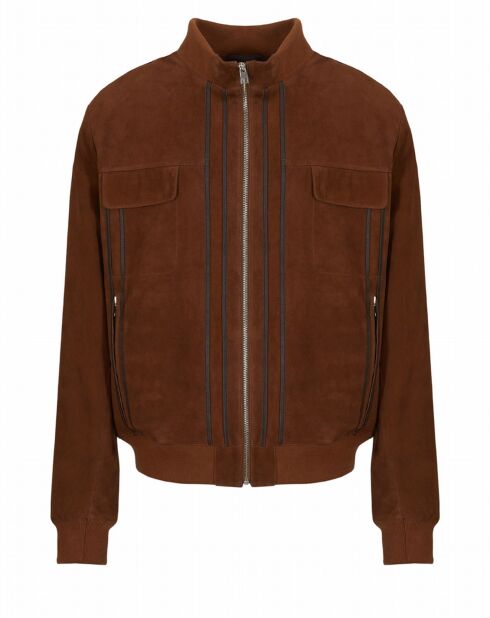 Blouson en Velours de Cuir de Chèvre Henry Vel cognac