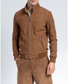 Blouson en Velours de Cuir de Chèvre Hunk Vel camel