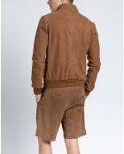 Blouson en Velours de Cuir de Chèvre Hunk Vel camel