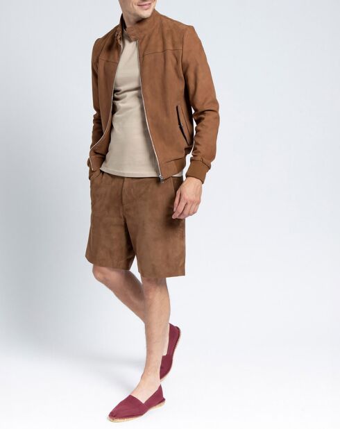 Blouson en Velours de Cuir de Chèvre Hunk Vel camel