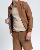 Blouson en Velours de Cuir de Chèvre Hunk Vel camel