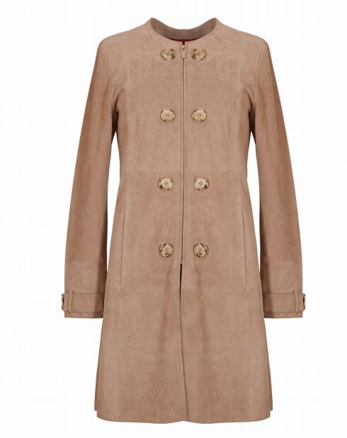 Veste 3/4 en Velours de Cuir de Chèvre Idania Vel sable
