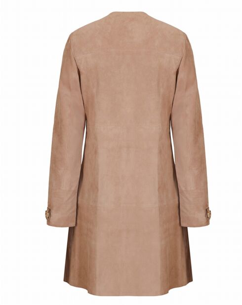 Veste 3/4 en Velours de Cuir de Chèvre Idania Vel sable