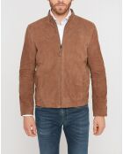 Blouson en Velours de Cuir de Chèvre Joyce Vel taupe