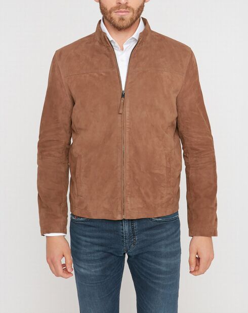 Blouson en Velours de Cuir de Chèvre Joyce Vel taupe