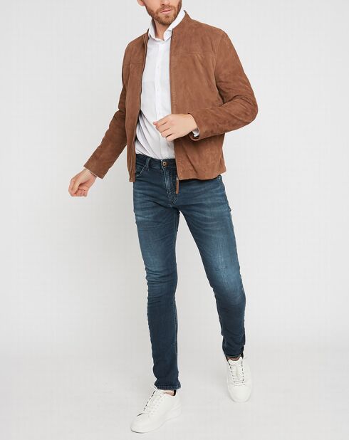 Blouson en Velours de Cuir de Chèvre Joyce Vel taupe