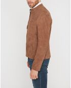 Blouson en Velours de Cuir de Chèvre Joyce Vel taupe
