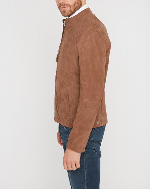 Blouson en Velours de Cuir de Chèvre Joyce Vel taupe