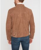 Blouson en Velours de Cuir de Chèvre Joyce Vel taupe