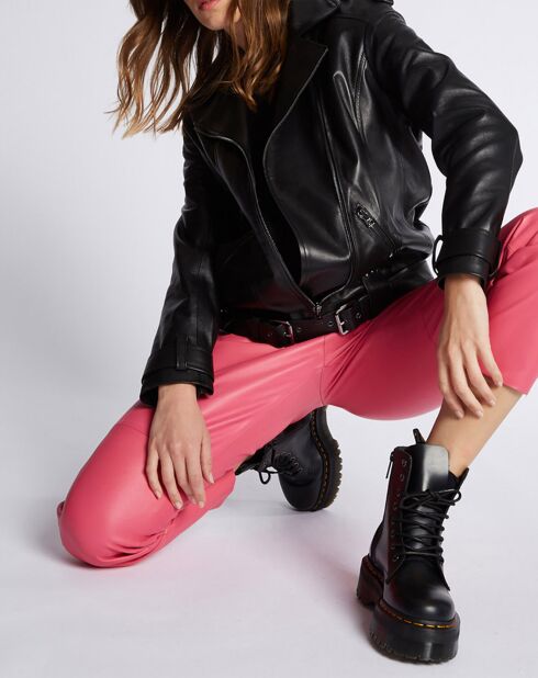 Blouson en Cuir d'Agneau Kacy Waxy noir