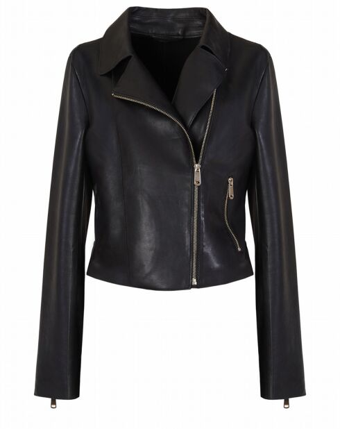 Blouson en Cuir d'Agneau Kisha noir