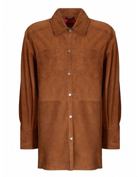 Chemise en Velours de Cuir de Chèvre Kumette Vel cognac