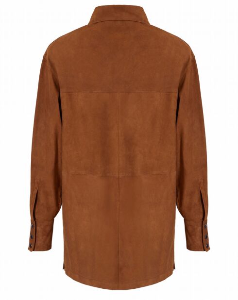 Chemise en Velours de Cuir de Chèvre Kumette Vel cognac