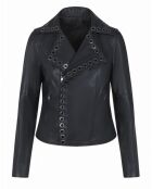 Blouson en Cuir d'Agneau Lagaga noir