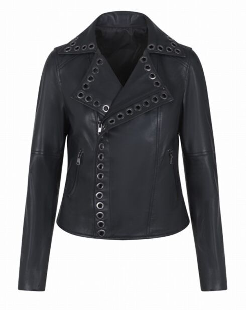 Blouson en Cuir d'Agneau Lagaga noir