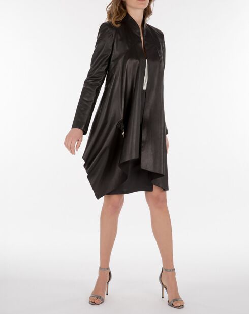 Veste en Cuir d'Agneau Leina Waxy noire