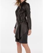 Veste en Cuir d'Agneau Leina Waxy noire