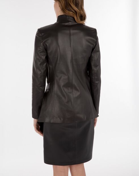Veste en Cuir d'Agneau Leina Waxy noire