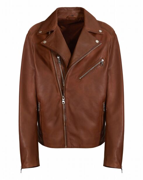 Blouson en Cuir d'Agneau Leyann wisky