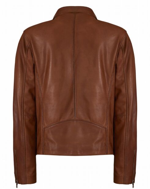 Blouson en Cuir d'Agneau Leyann wisky