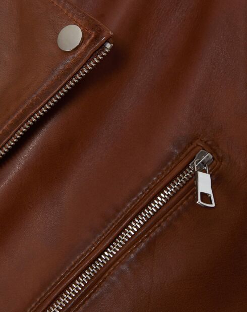 Blouson en Cuir d'Agneau Leyann wisky