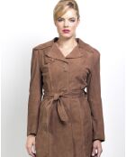 Blouson en Velours de Cuir de Chèvre Lorna Velours tabac