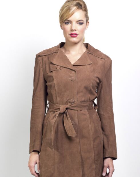 Blouson en Velours de Cuir de Chèvre Lorna Velours tabac