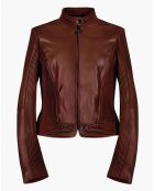 Blouson en Cuir d'Agneau Ludy cognac