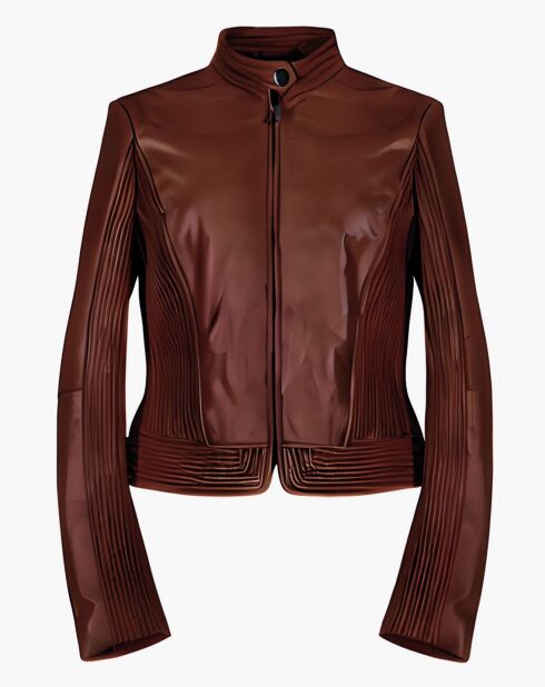 Blouson en Cuir d'Agneau Ludy cognac