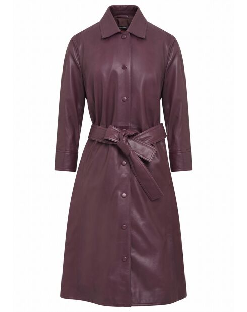Manteau en Cuir d'Agneau Margaret chianti