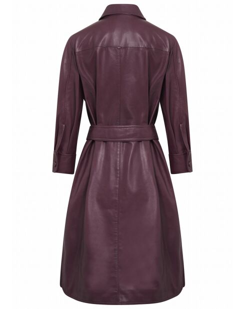 Manteau en Cuir d'Agneau Margaret chianti