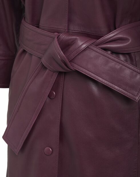 Manteau en Cuir d'Agneau Margaret chianti