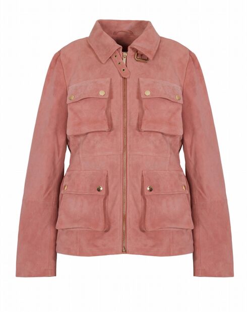 Veste en Velours de Cuir de Chèvre Marghi Vel incarnadin