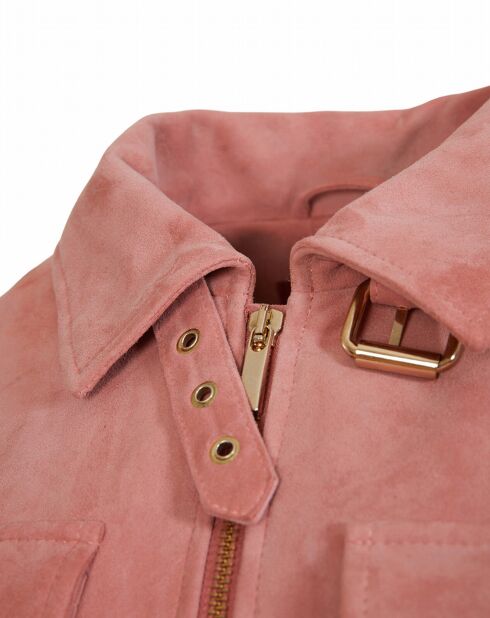 Veste en Velours de Cuir de Chèvre Marghi Vel incarnadin