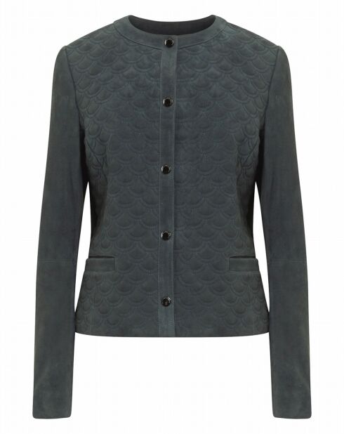 Blouson en Velours de Cuir de Chèvre Melania forest green